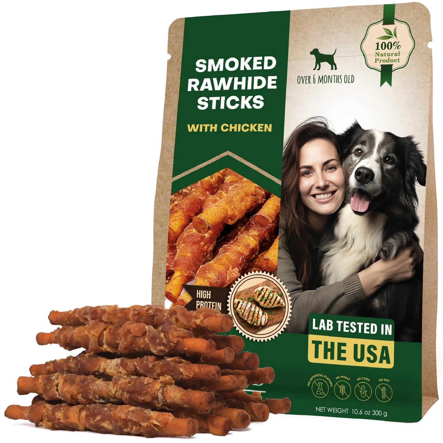 Dog Smoked Rawhide Sticks Wrapped Chicken